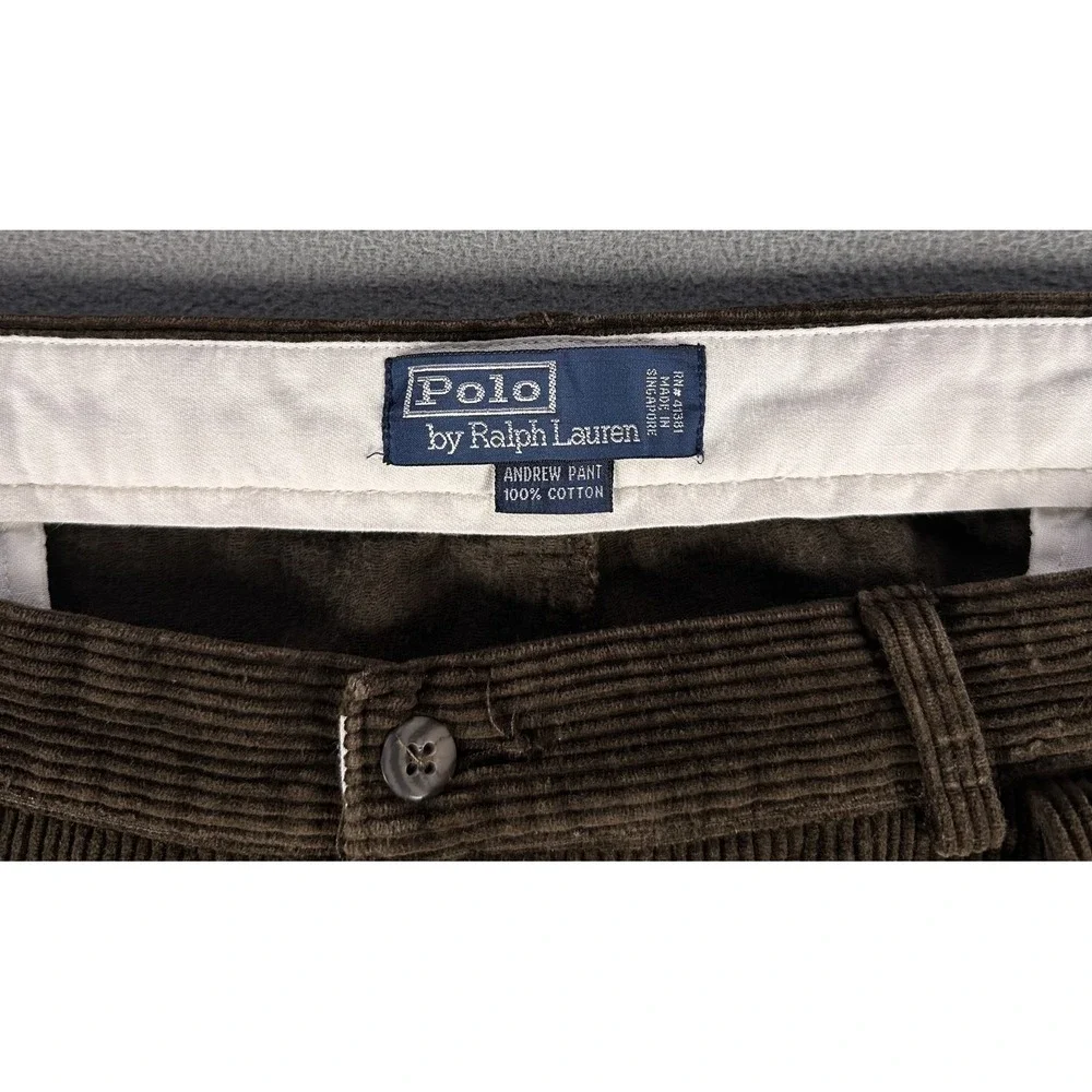 Polo Ralph Lauren Pants Mens 40x30 Brown Andrew Pleated Corduroy Old Money Prep